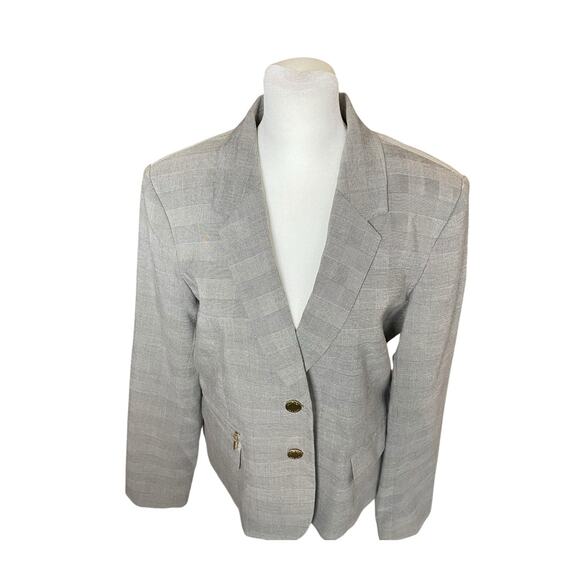 Calvin Klein Women's Career Blazer Size 10 Houndstooth Plaid‎ Black White Jacket - Picture 2 of 11